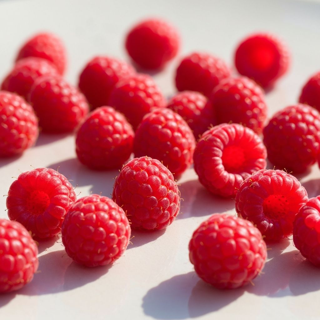 Fresh ripe raspberries on light surface